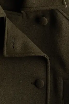 Manteau court à fermeture croisée - Vert kaki foncé — photo 4