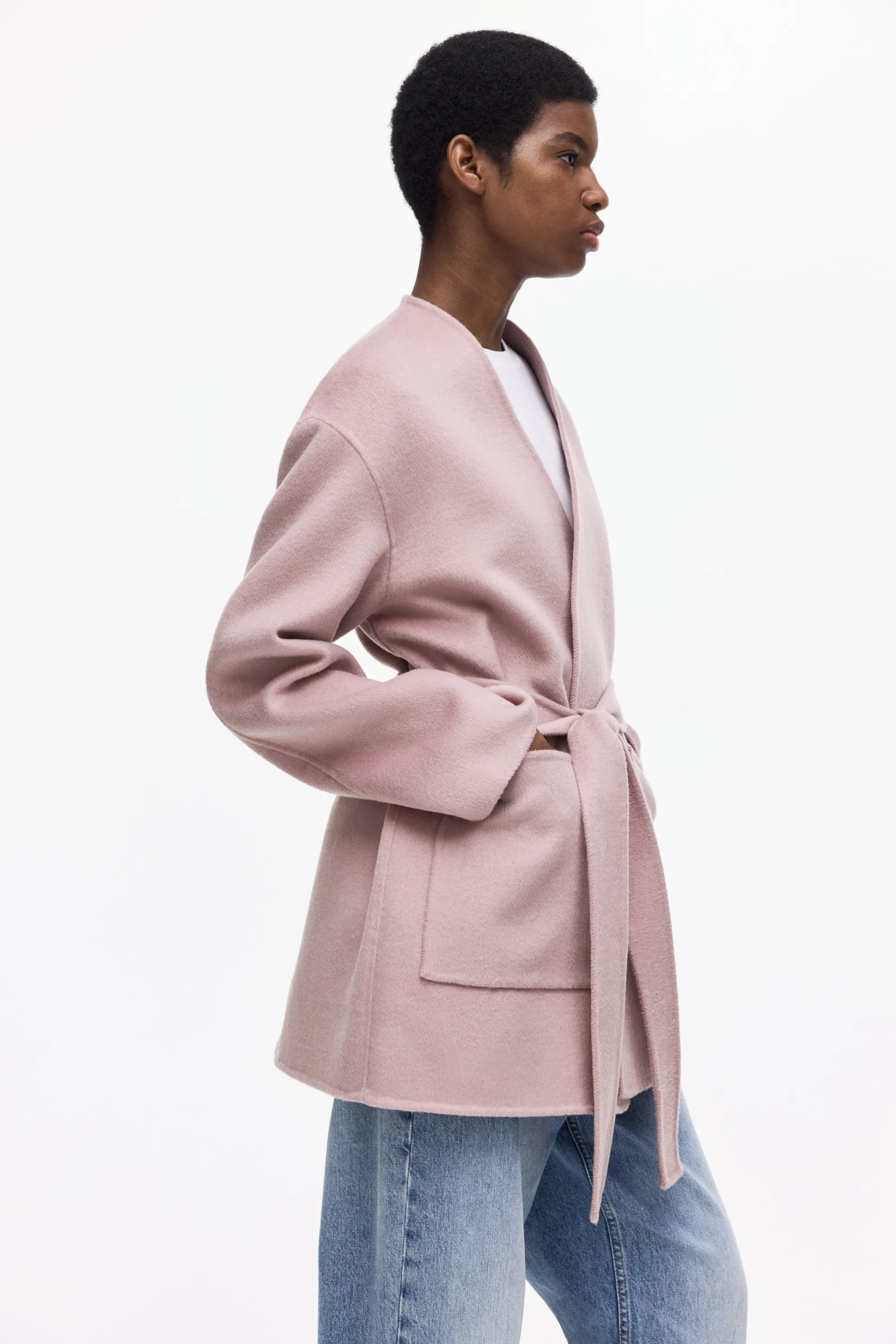 Manteau fait main en laine mélangée - Rose ancien