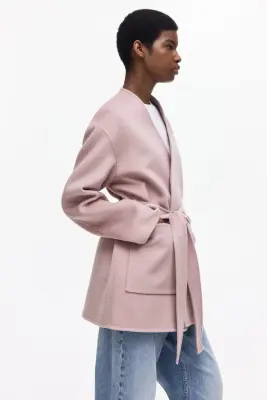 Manteau fait main en laine mélangée - Rose ancien — photo 1