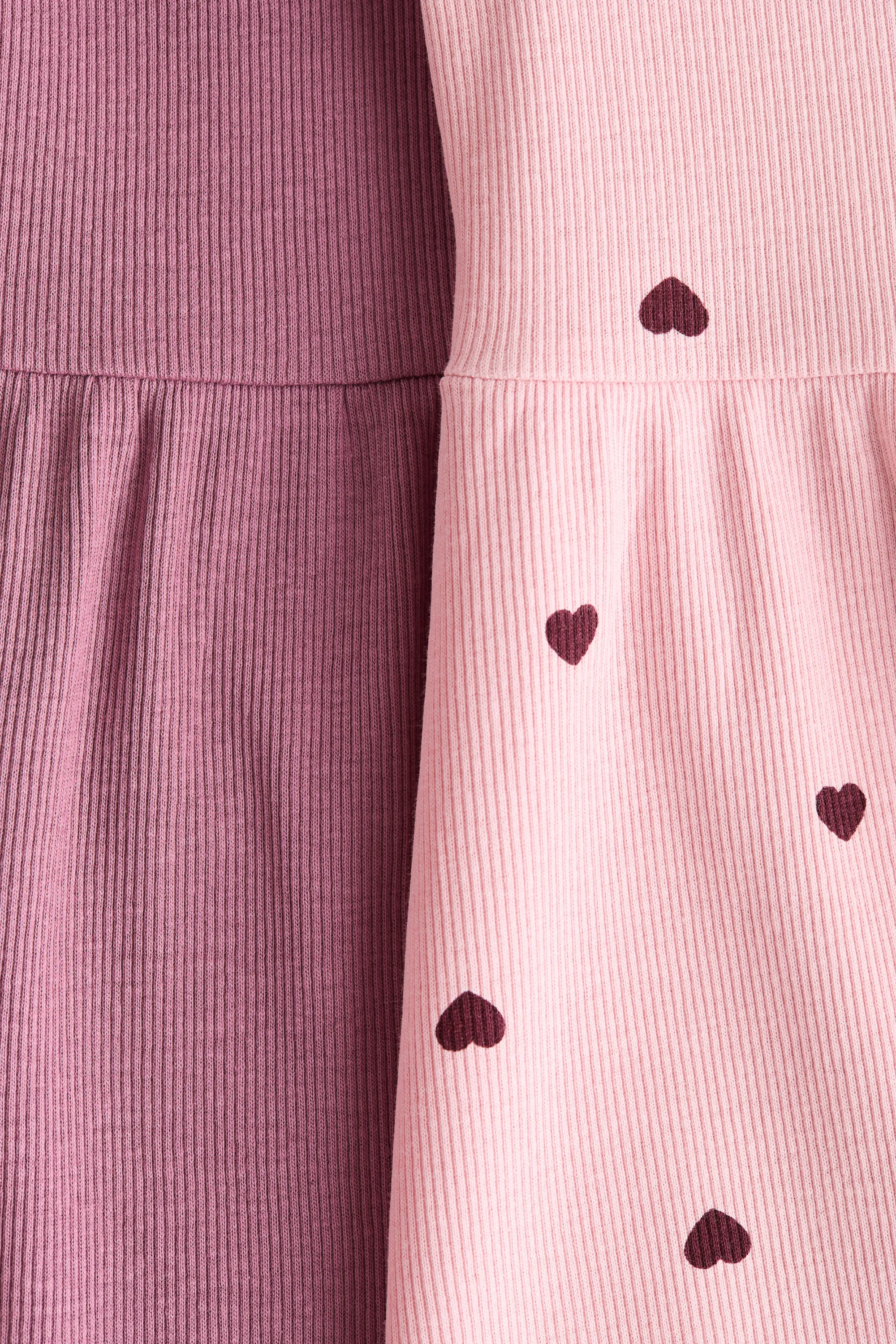 Lot de 2 robes en coton côtelé - Rose clair/cœurs
