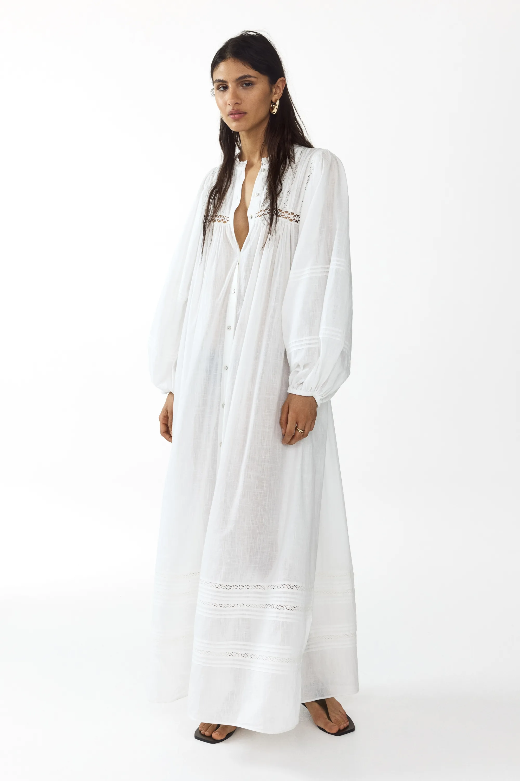 Robe tunique oversize avec ceinture à nouer - Blanc