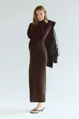 MAMA Robe en maille fine - Marron foncé — photo 3