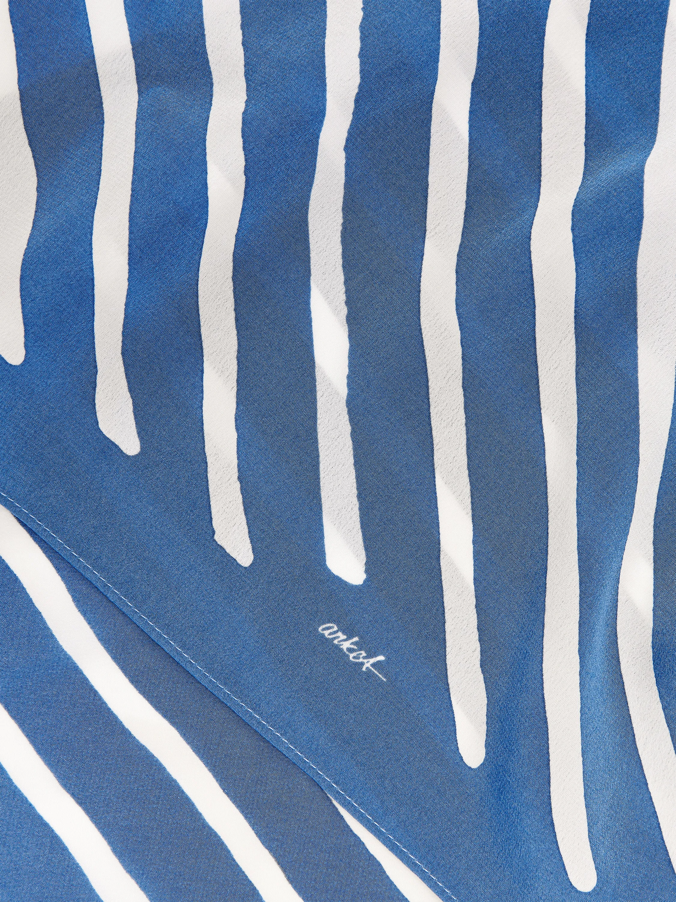 Foulard triangulaire en soie - Bleu/Blanc