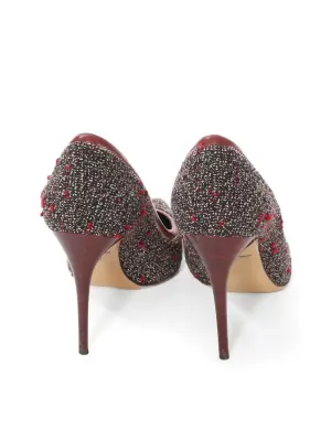 Escarpins stiletto bout pointu en tweed bordeaux et bleue Prix boutique 695€ Taille 36 — photo 5