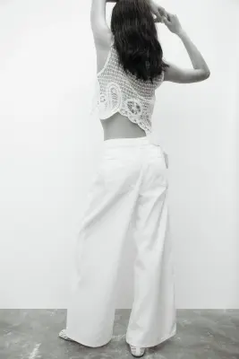 Wide Regular Waist Jeans - Crème — photo 2