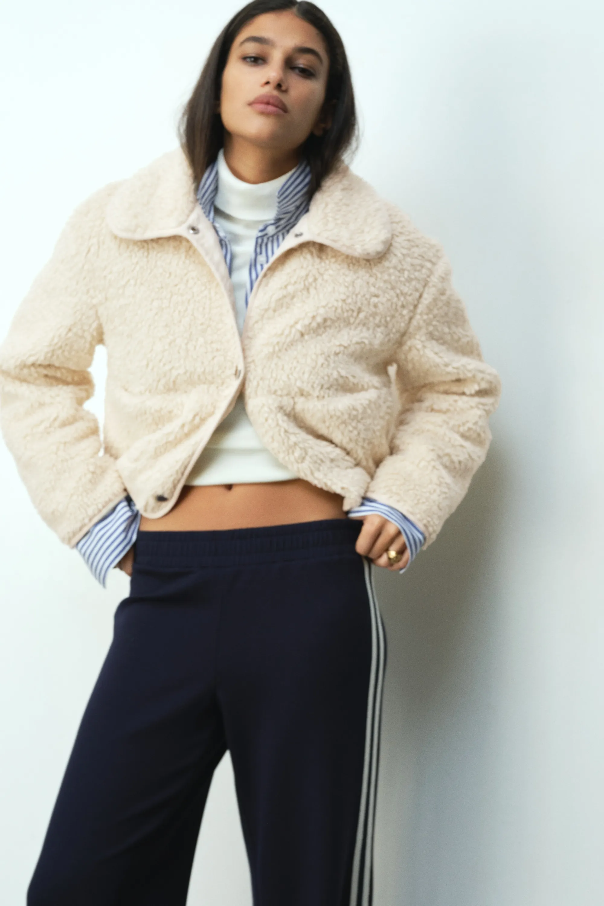 Veste en tissu Teddy bear avec col - Beige clair