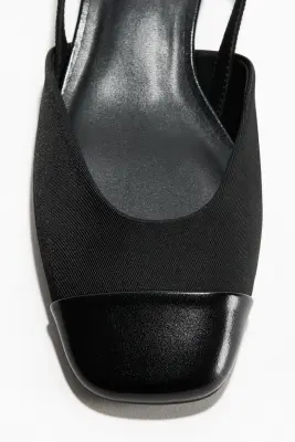 Escarpins à bride arrière avec talon bloc - Noir — photo 1
