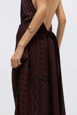 Robe longue avec dos nu - Bordeaux/motif — photo 4