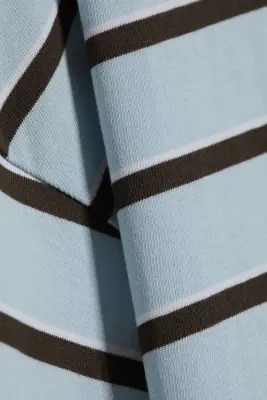 T-shirt en coton à manches longues - Bleu clair rayé/marron — photo 3