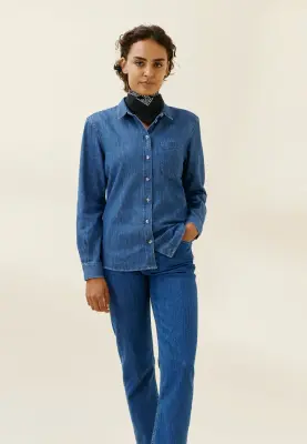 La chemise en jean - Bleu moyen — photo 4