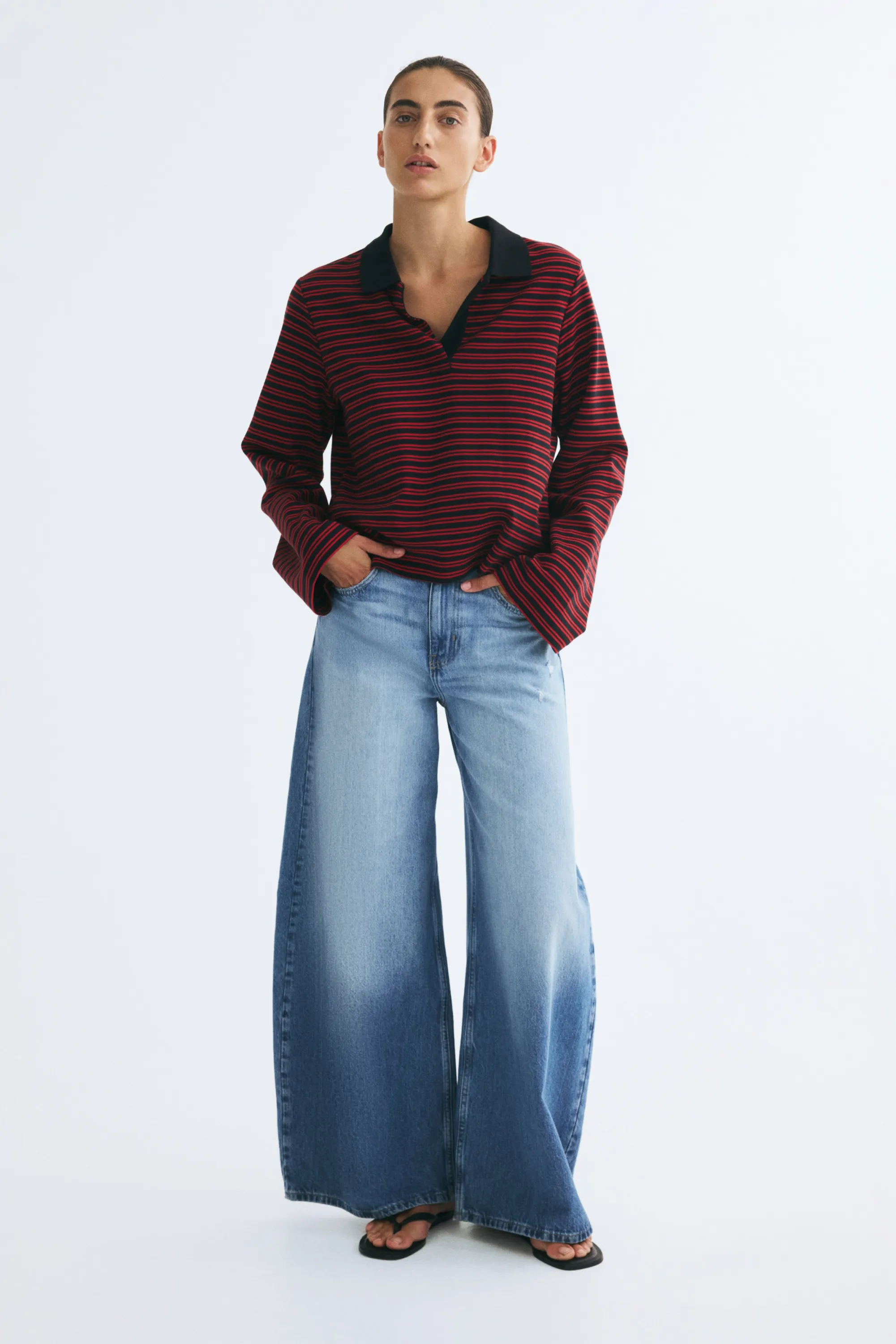 Polo en coton - Bleu marine/rayé
