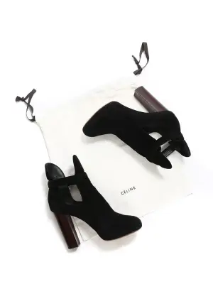 Bottines low boots à talon en bois et suède noir Prix boutique 950€ Taille 37.5 — photo 3