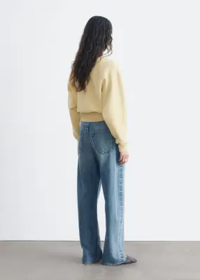 Pull en maille à finitions côtelées - Couleur crème — photo 5