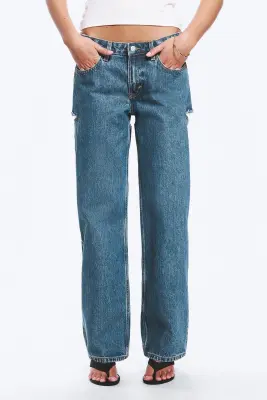 Jean jambe large taille basse Imoo Cut - Bleu moyen — photo 2