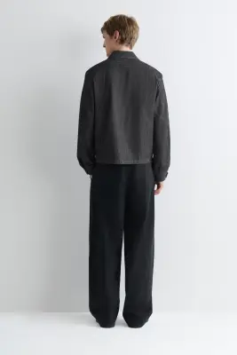 SURCHEMISE ZIPPÉE EN DENIM À FINES RAYURES - NOIR / FINES RAYURES — photo 4