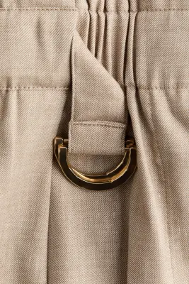Short paper bag avec ceinture - Taupe clair — photo 4