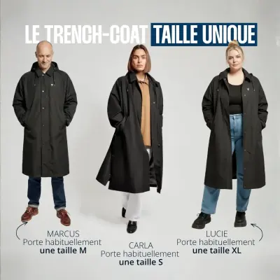 Trench imperméable unisexe noir – Fudoon — photo 5