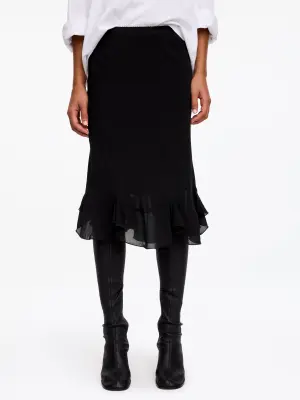 Jupe midi à ourlet volanté - Noir — photo 4