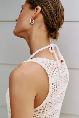 Robe de plage en maille ajourée - Crème — photo 2