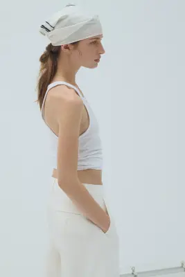 Pantalon barrel en lin mélangé - Ivoire — photo 3