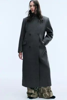 LOGAN MANTEAU CROISÉ EN LAINE MÉLANGÉE - Gris foncé chiné — photo 1
