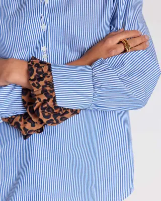 Blouse Source rayures bleu et léopard — photo 3