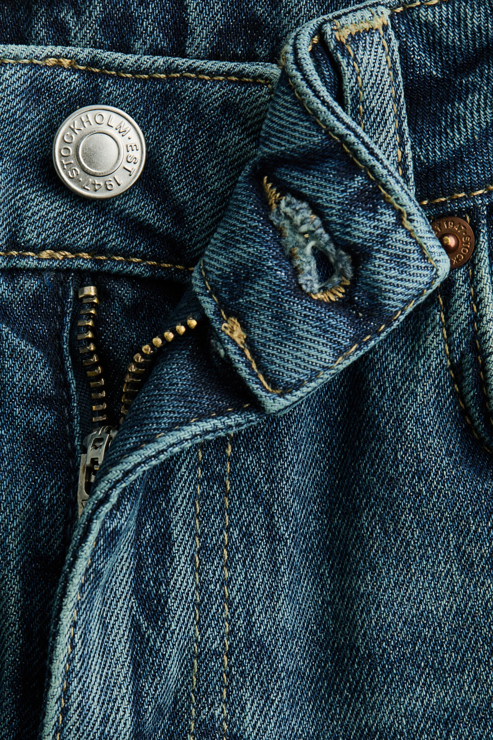 Slim Straight Low Waist Jeans - Bleu denim