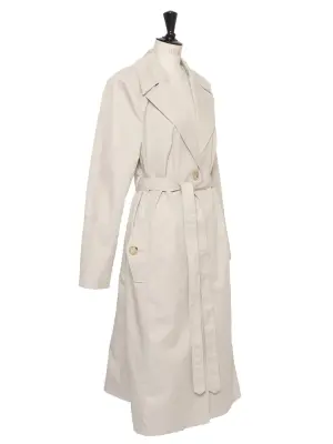 Trench long ceinturé en toile beige Prix boutique 2600€ Taille 40 — photo 3
