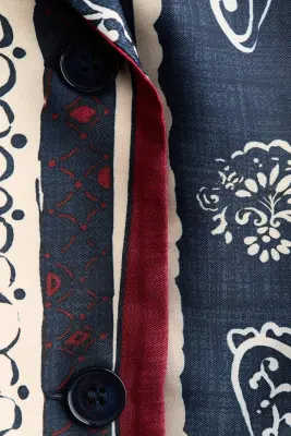 Blazer imprimé à fermeture croisée - Bleu marine/motif cachemire — photo 4