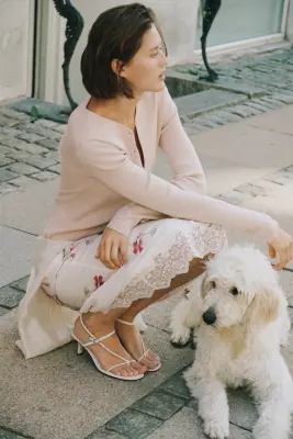 Gilet en maille côtelée de viscose mélangée - Rose ancien — photo 3