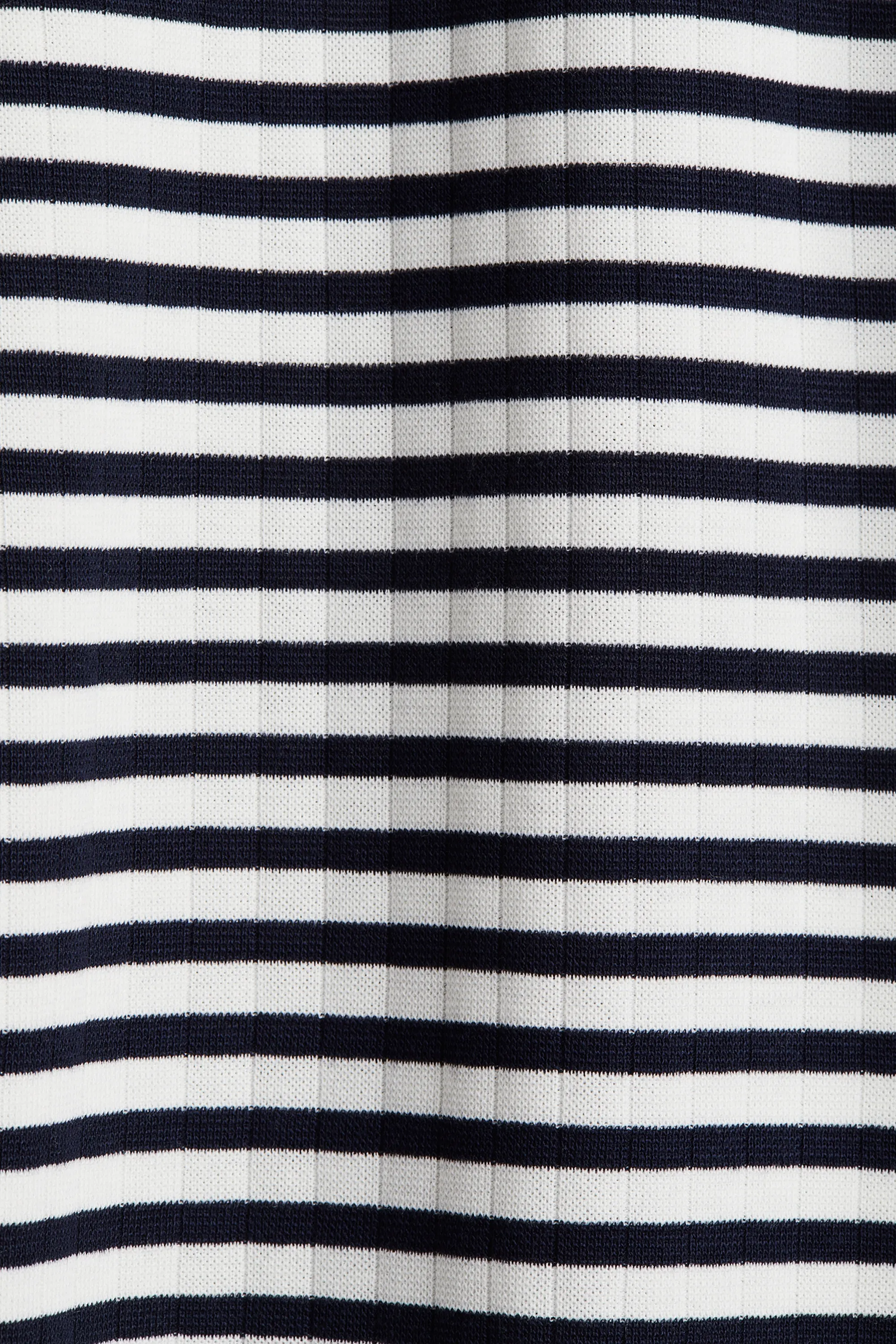Robe midi en jersey côtelé - Noir/rayures blanches