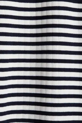 Robe midi en jersey côtelé - Noir/rayures blanches