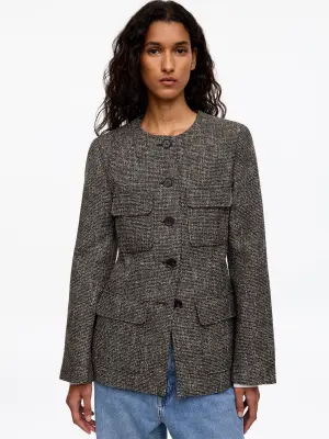 Veste utilitaire en mélange de laine et de coton - Taupe foncé — photo 3