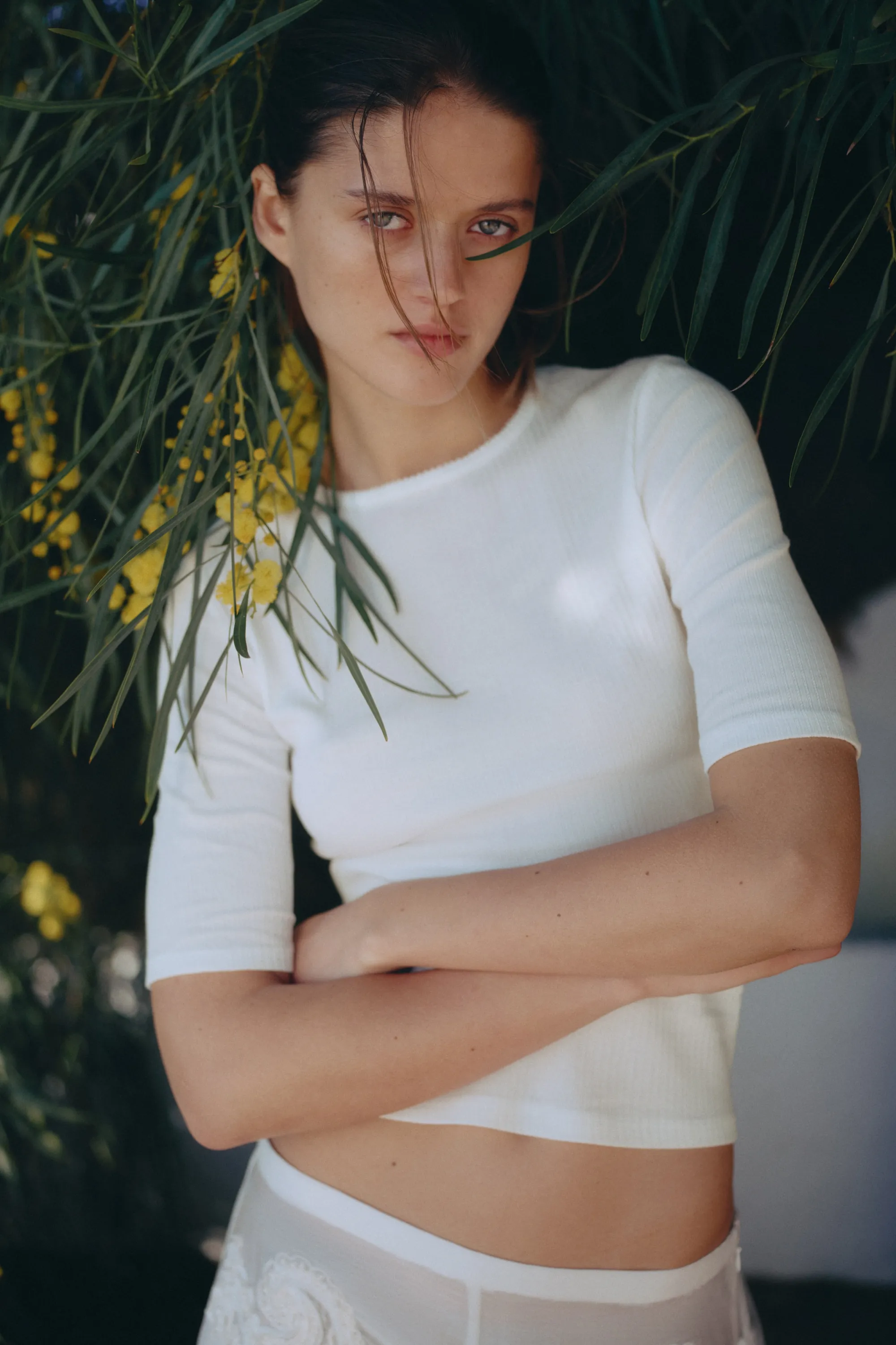 T-shirt en jersey pointelle - Blanc