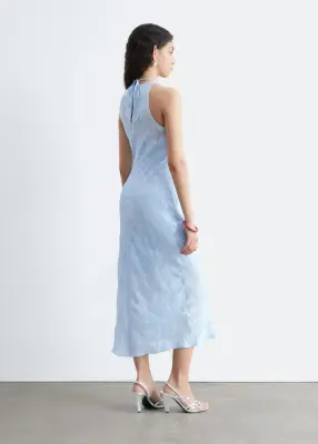 Robe midi en soie et viscose - Bleu clair — photo 5