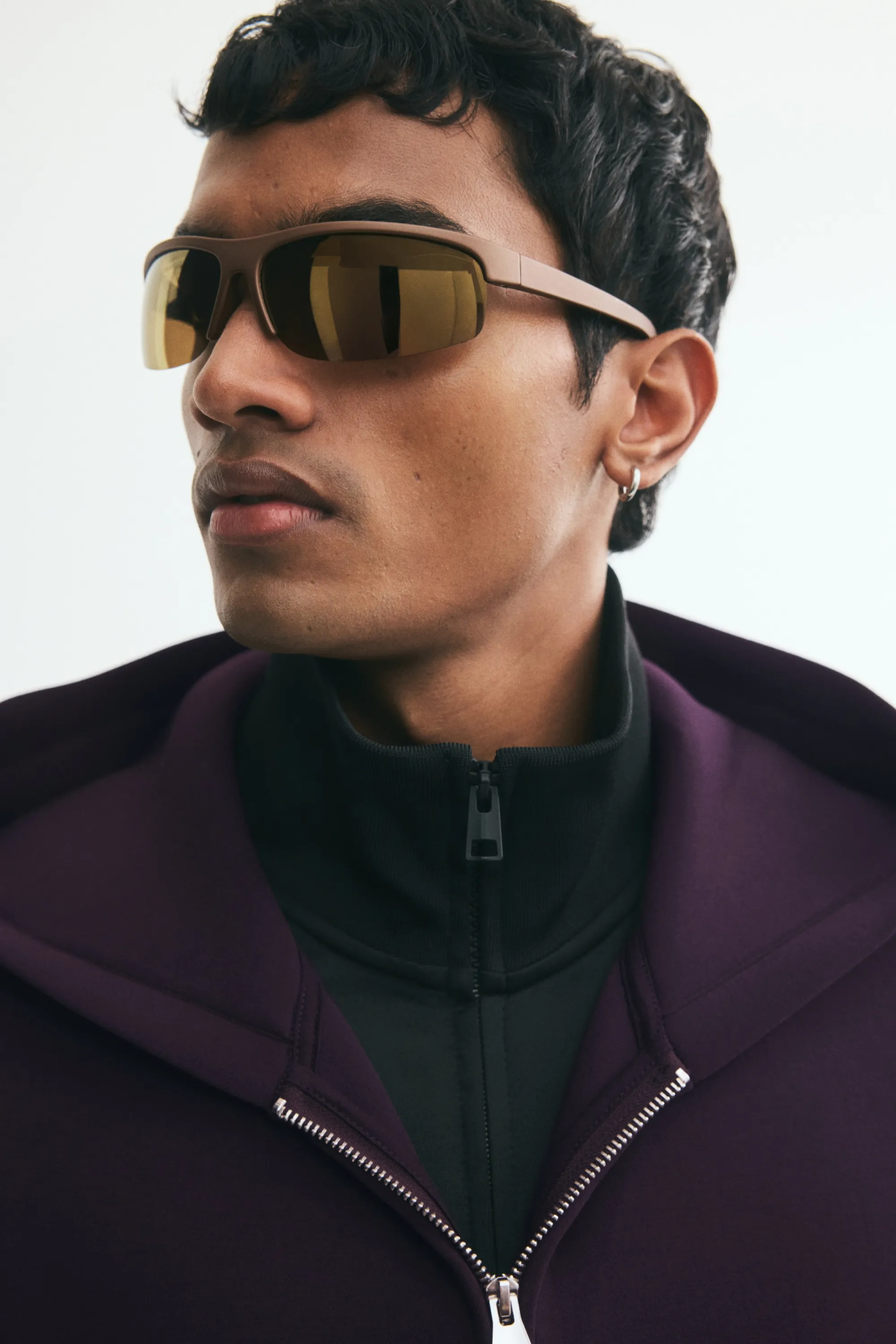 Veste à capuche zippée Loose Fit en scuba - Violet foncé