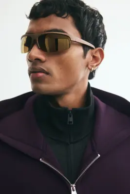 Veste à capuche zippée Loose Fit en scuba - Violet foncé — photo 1
