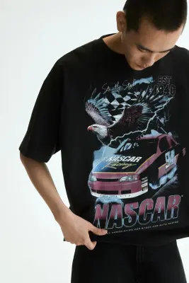 T-shirt Oversized Fit - Noir/NASCAR — photo 1
