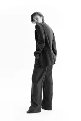 Blazer en laine à fermeture croisée - Gris foncé — photo 4