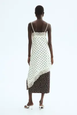 Robe combinaison avec dentelle - Crème/pois — photo 1