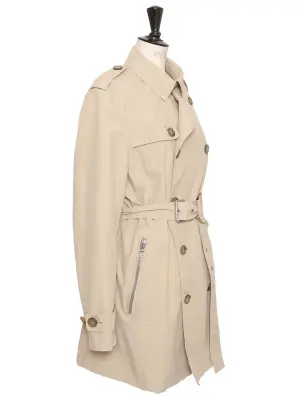 Trench ceinturé en toile beige à double boutonnière Prix boutique 650€ Taille M — photo 5