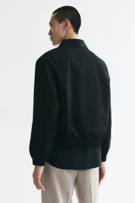 Veste en coton avec col - Noir — photo 3
