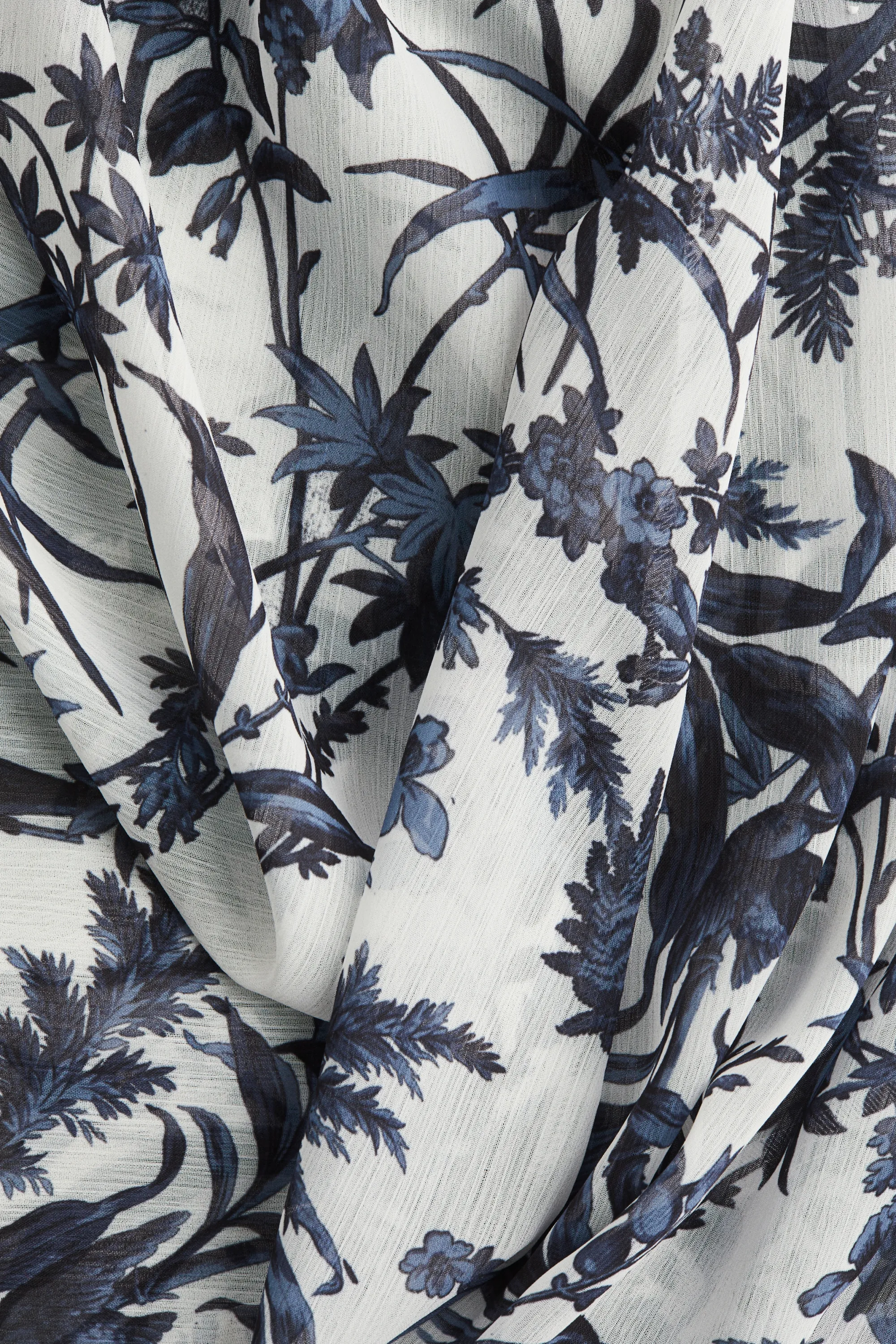 Jupe maxi en mousseline - Blanc/motif bleu marine