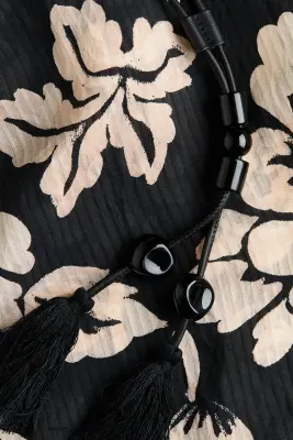 Robe tunique avec ceinture - Noir/fleuri — photo 5