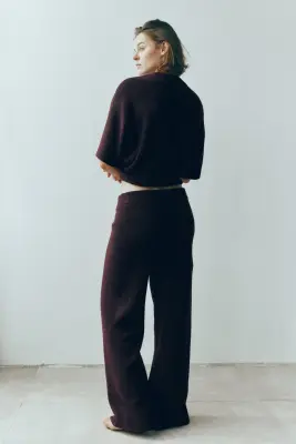 Pantalon large en maille - Bordeaux — photo 2