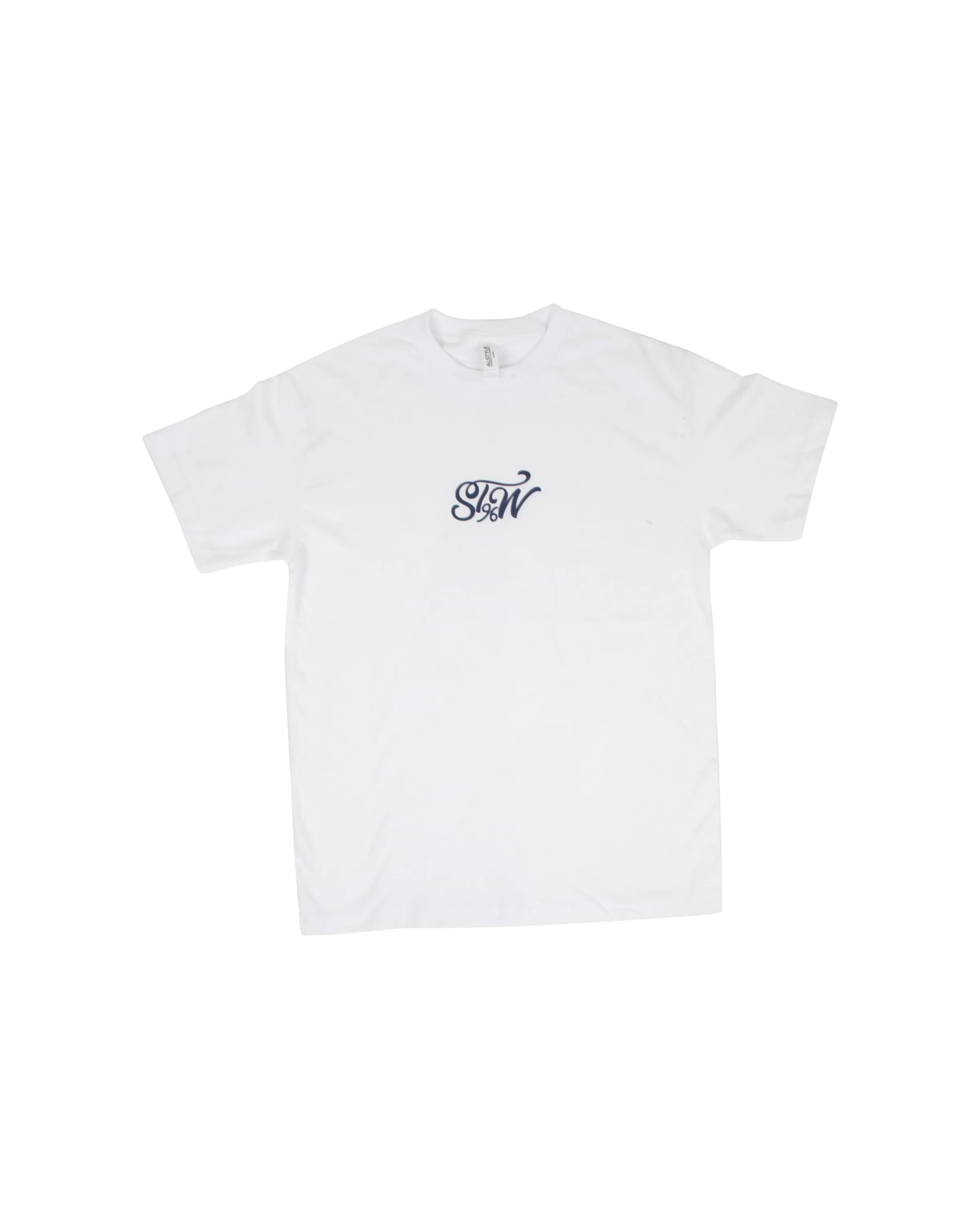 Tee White Logo Script 96 Navy
