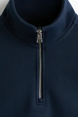 Sweat Loose Fit avec col zippé - Bleu marine — photo 5