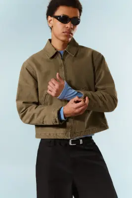 Veste zippée carrée décontractée - Beige — photo 1