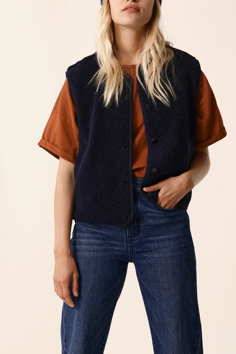 Veste maille sans manches Zlata Marine
