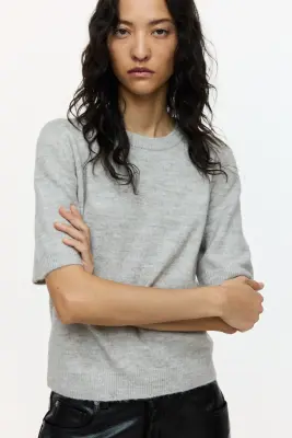 T-shirt en maille - Taupe clair chiné — photo 1